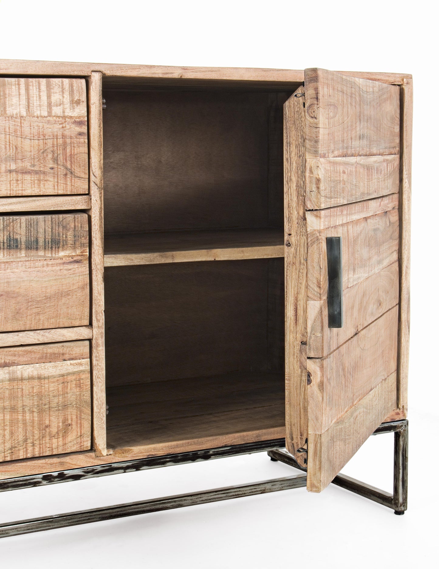 Credenza porta TV industrial in ferro battuto e legno massello 2 ante 3 cassetti SCONTO 20% spedizione gratuita - lapagoda.net