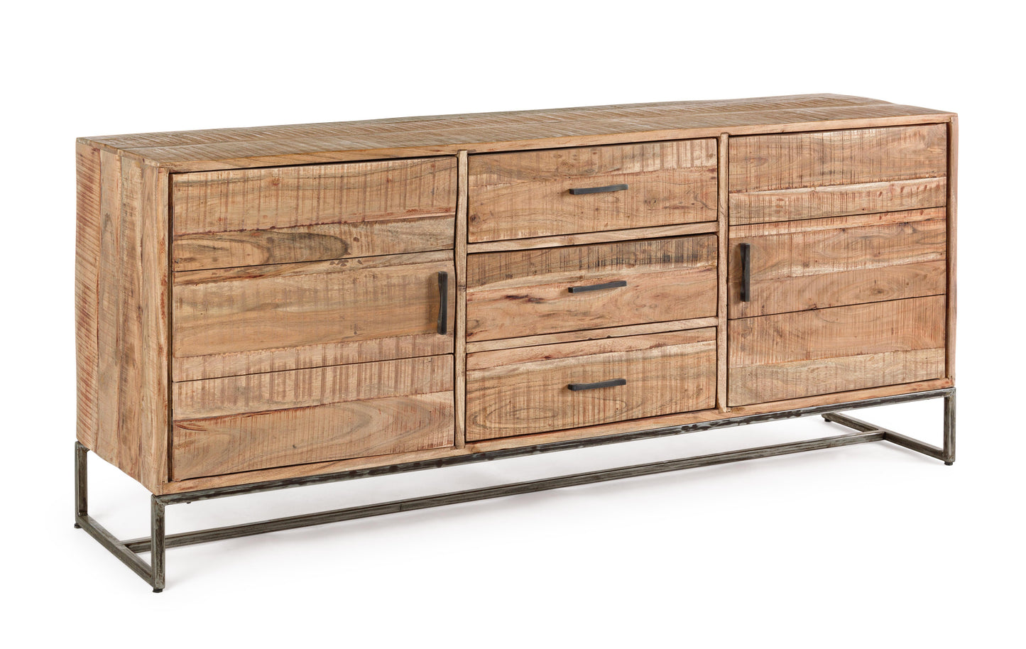 Credenza porta TV industrial in ferro battuto e legno massello 2 ante 3 cassetti SCONTO 20% spedizione gratuita - lapagoda.net