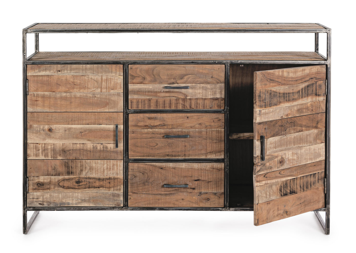 Credenza industrial in ferro battuto e legno massello 2 ante 3 cassetti SCONTO 20% spedizione gratuita - lapagoda.net