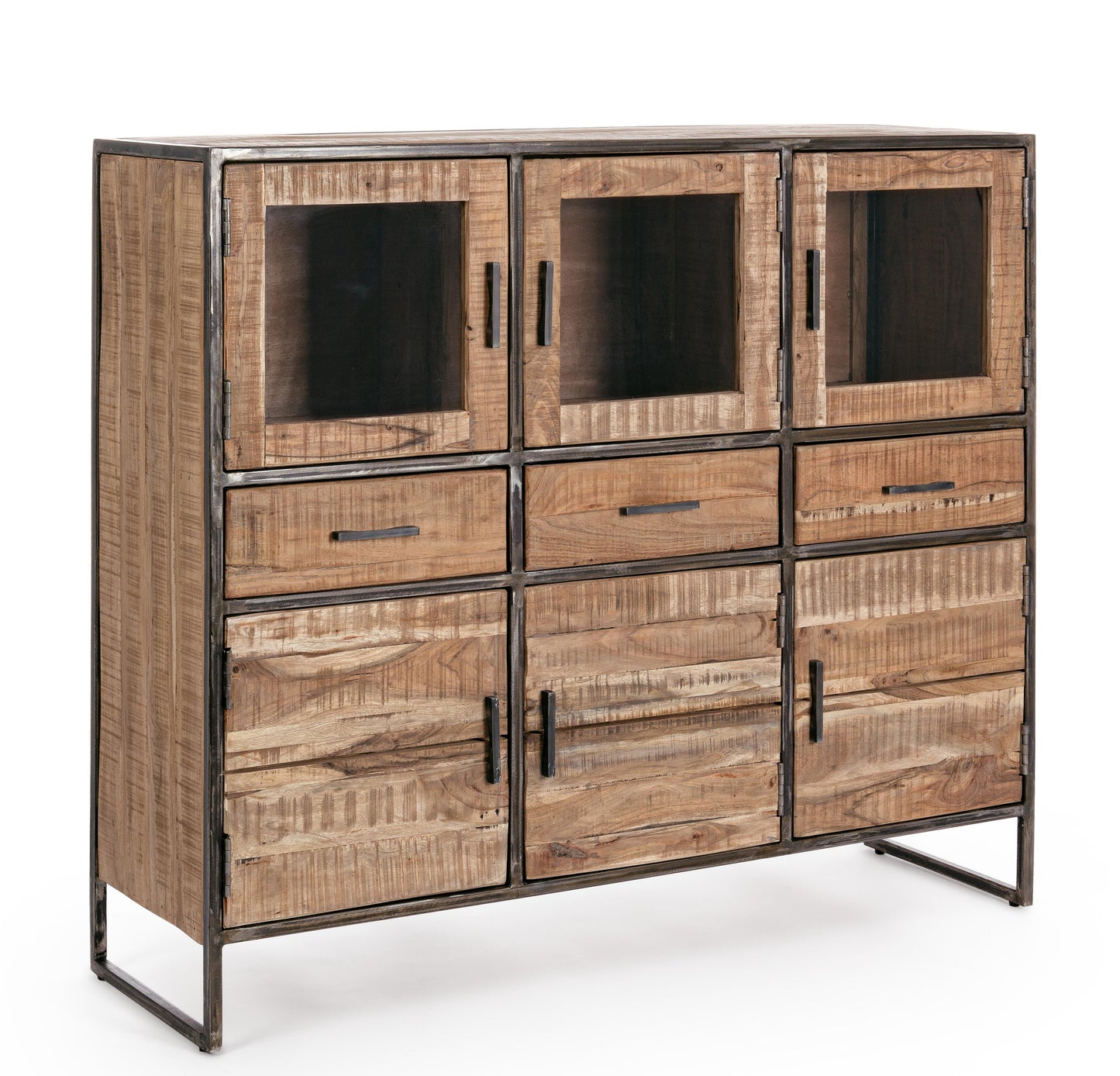 Credenza industrial in ferro battuto e legno massello 6 ante 3 cassetti SCONTO 20% spedizione gratuita - lapagoda.net