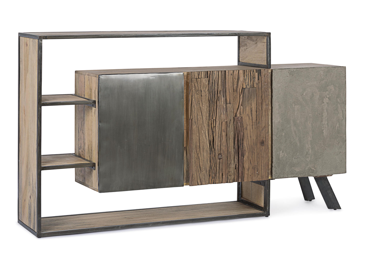 Credenza libreria industrial in legno con struttura in ferro frontali ferro legno cemento - lapagoda.net