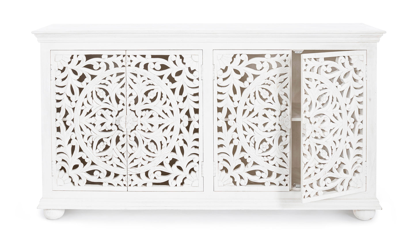 Credenza etnica indiana in legno massello shabby chic 4 ante - lapagoda.net