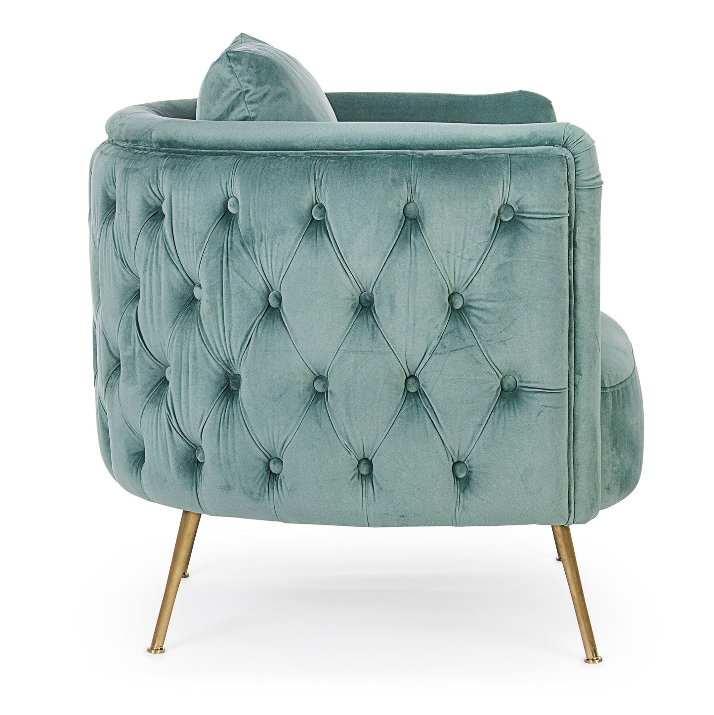 Poltrona vintage velluto gamba ottone Tiffany e blu - lapagoda.net