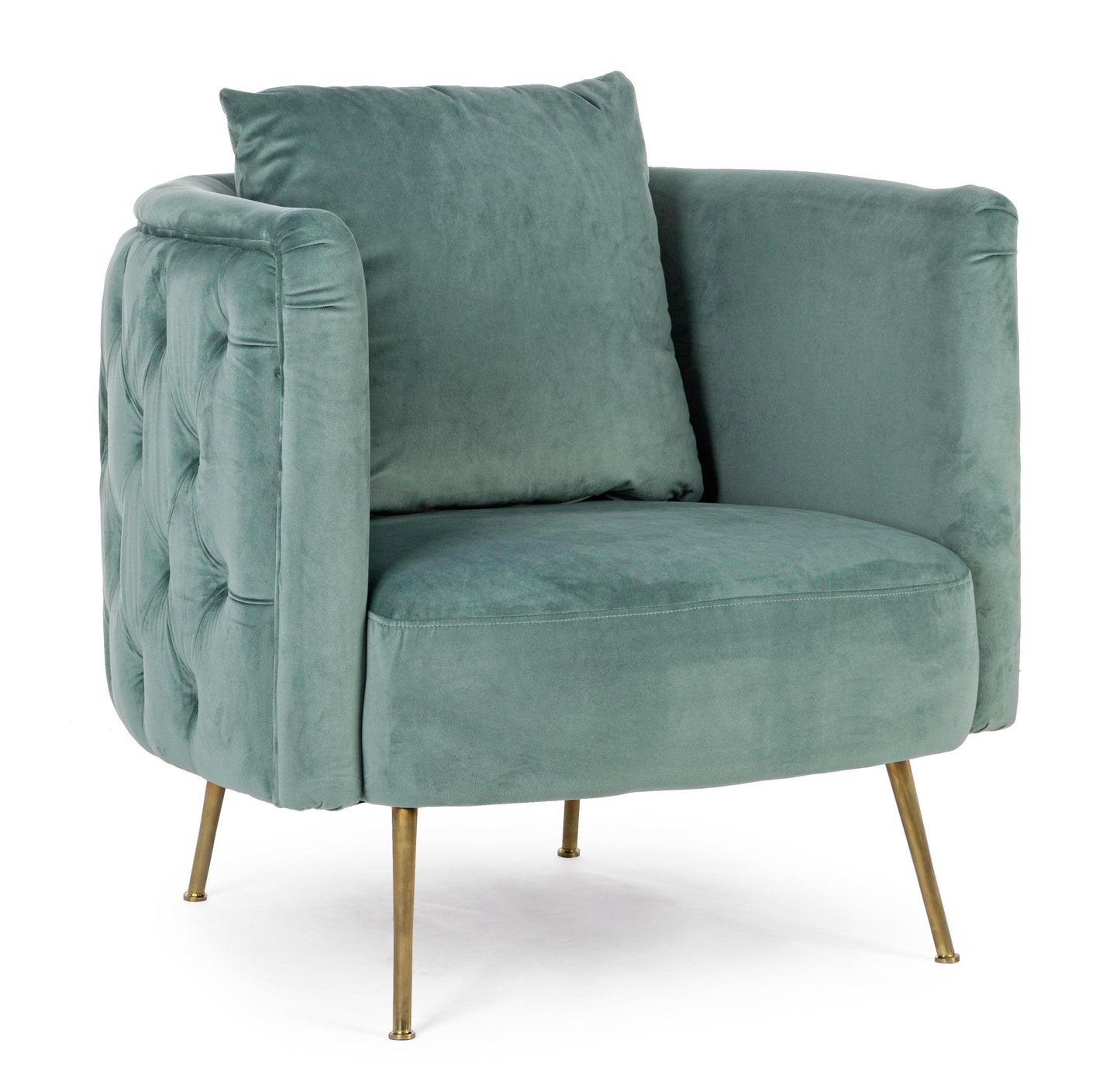 Poltrona vintage velluto gamba ottone Tiffany e blu - lapagoda.net