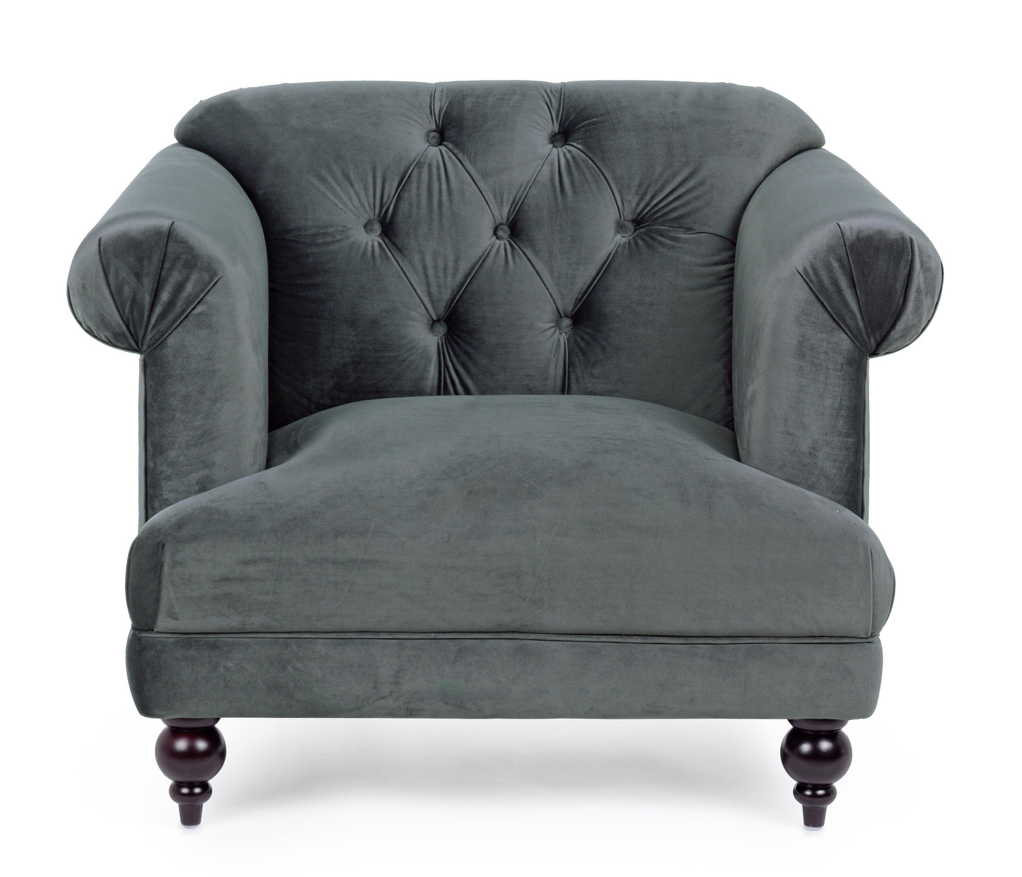 Poltrona vintage classica velluto grigio gambe in legno SCONTO 20% - lapagoda.net