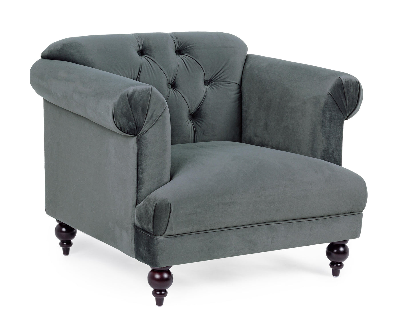 Poltrona vintage classica velluto grigio gambe in legno SCONTO 20% - lapagoda.net