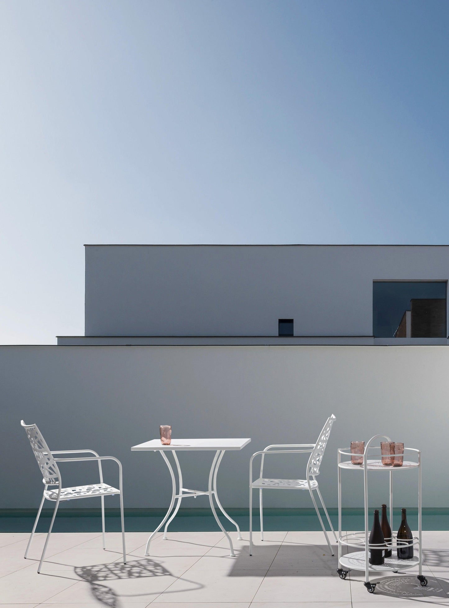 Sedie in acciaio per esterno con intreccio verniciato Bianco - SET di 4 SEDIE - lapagoda.net