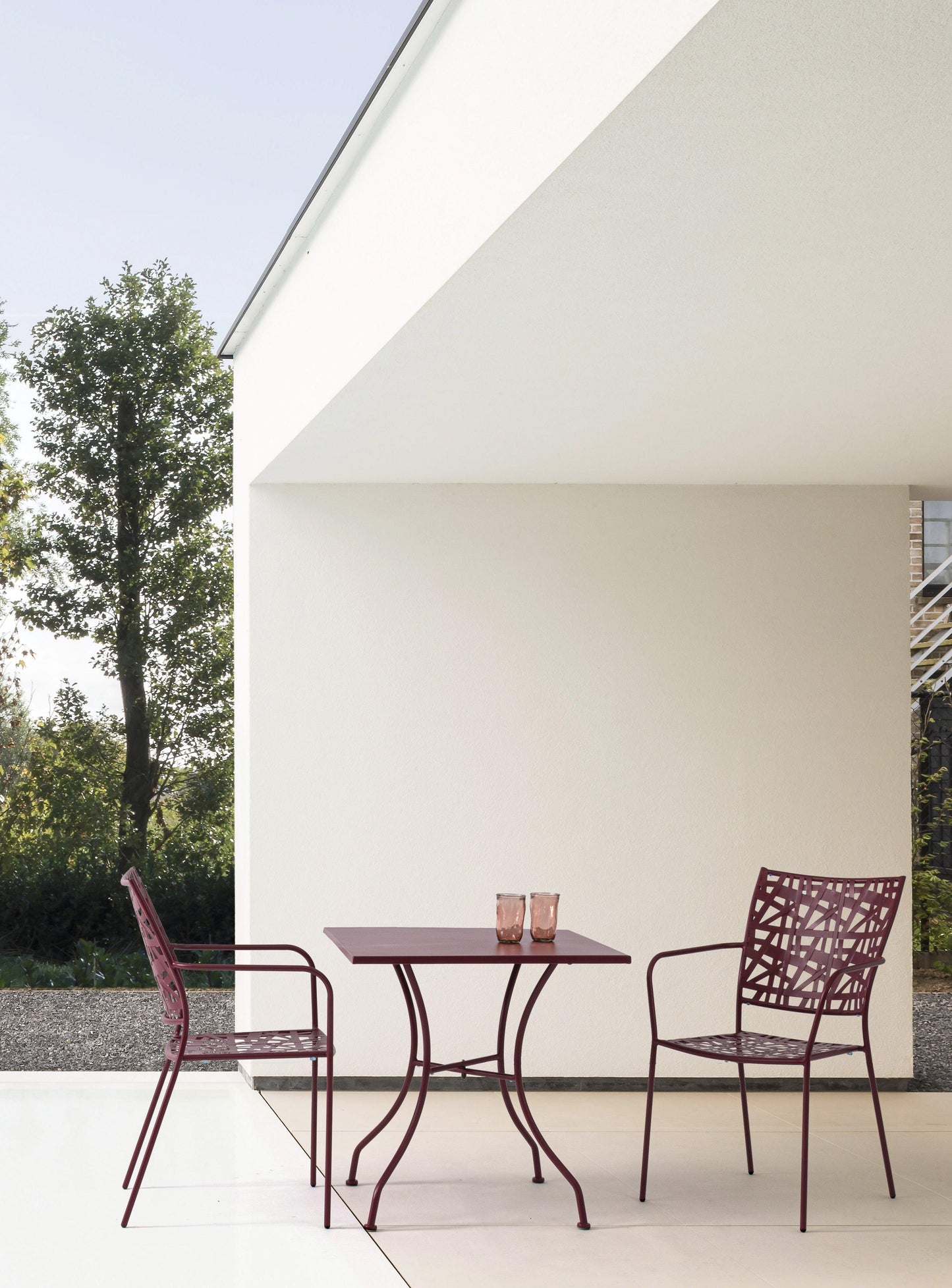 Sedie in acciaio per esterno con intreccio verniciato Bordeaux - SET di 4 SEDIE - lapagoda.net