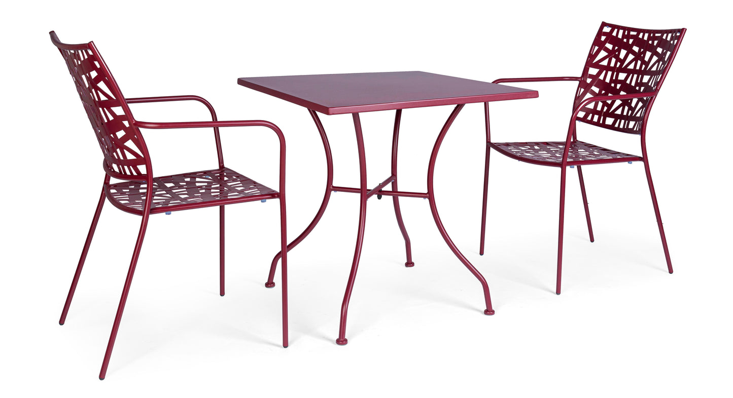 Sedie in acciaio per esterno con intreccio verniciato Bordeaux- SET di 4 SEDIE - lapagoda.net