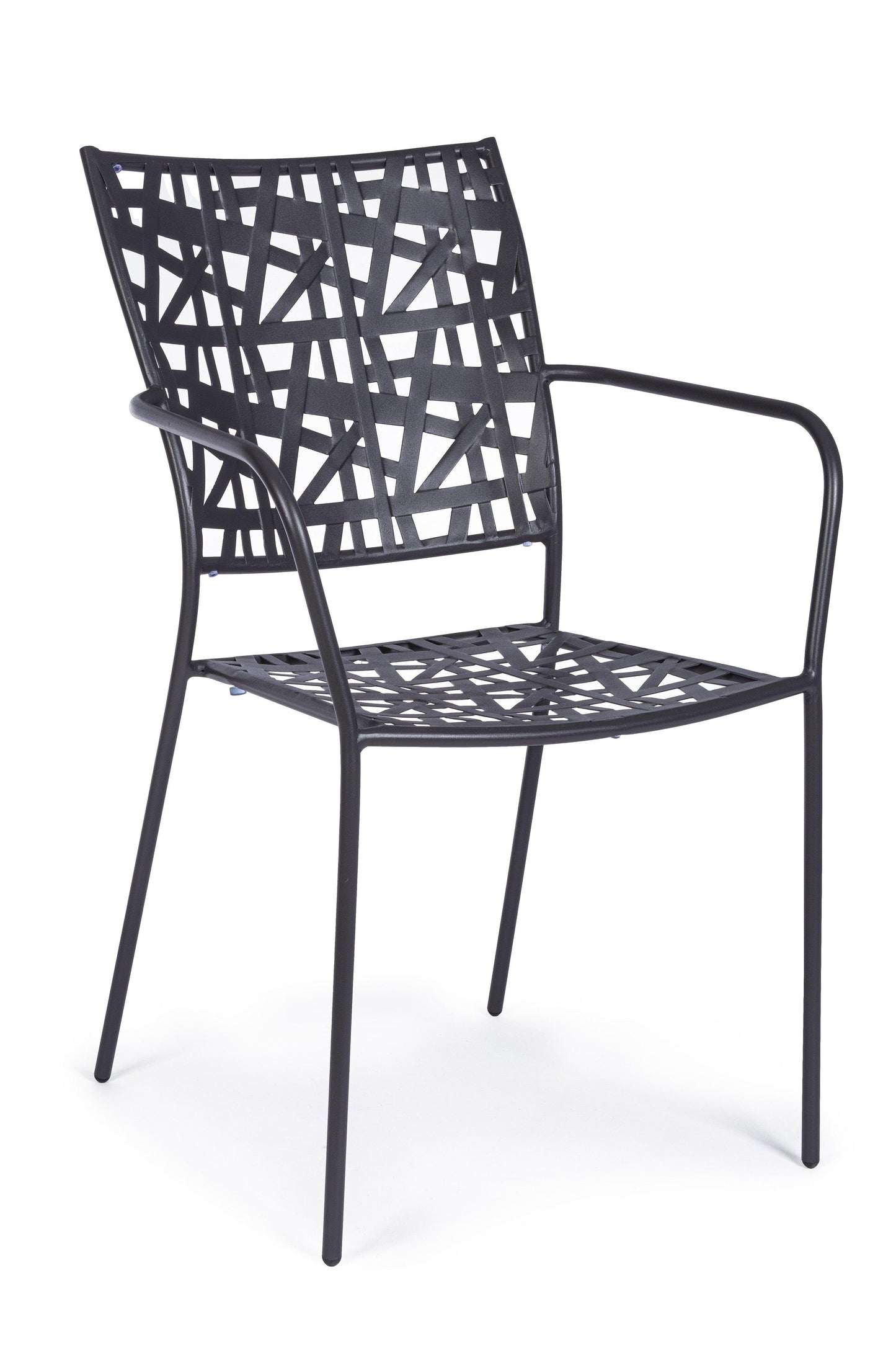 Sedie in acciaio per esterno con intreccio verniciato Grigio antracite - SET di 4 SEDIE - lapagoda.net