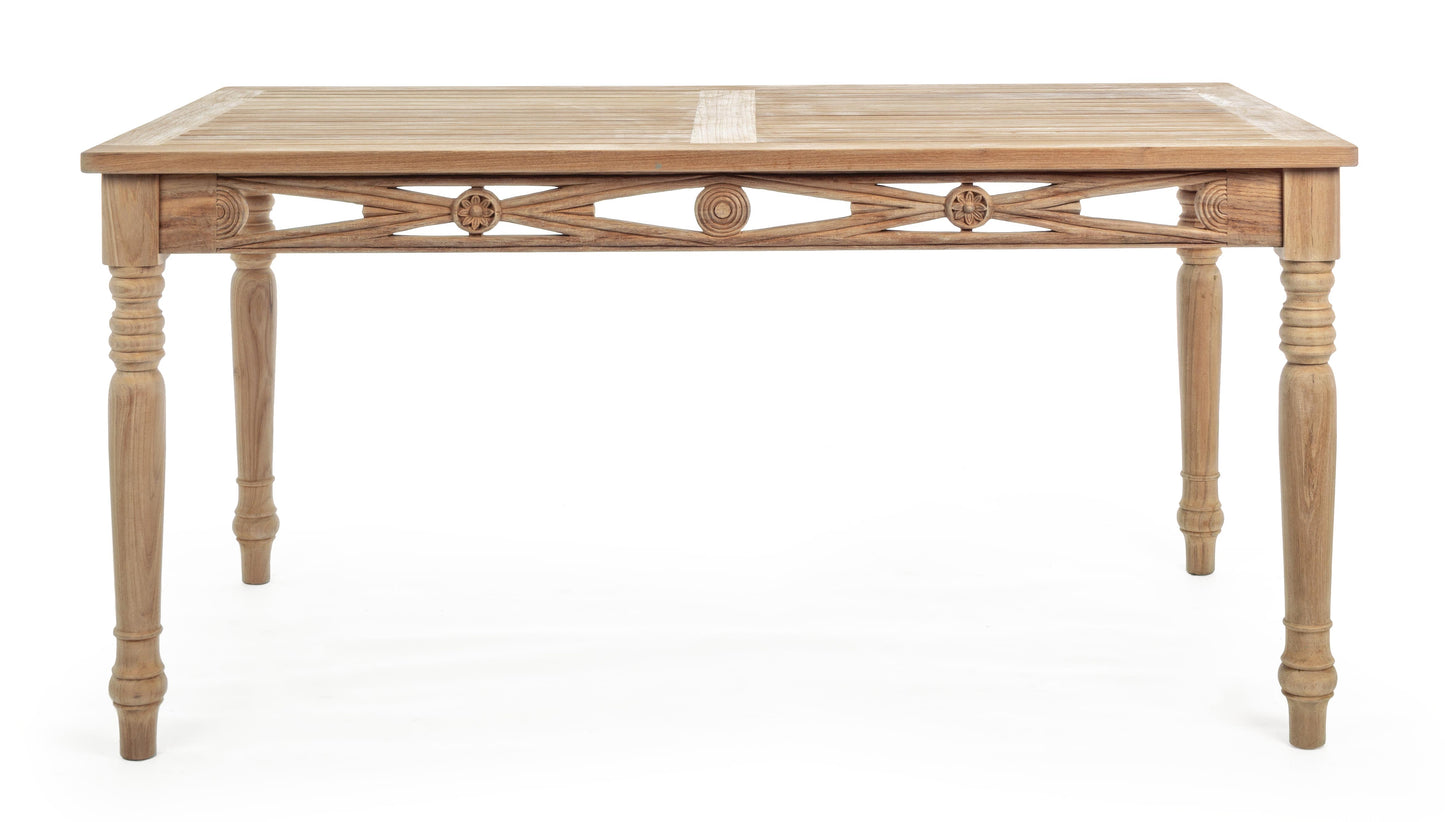 Tavolo intarsiato a mano in legno massiccio di teak 150X84 SCONTO 20% - lapagoda.net