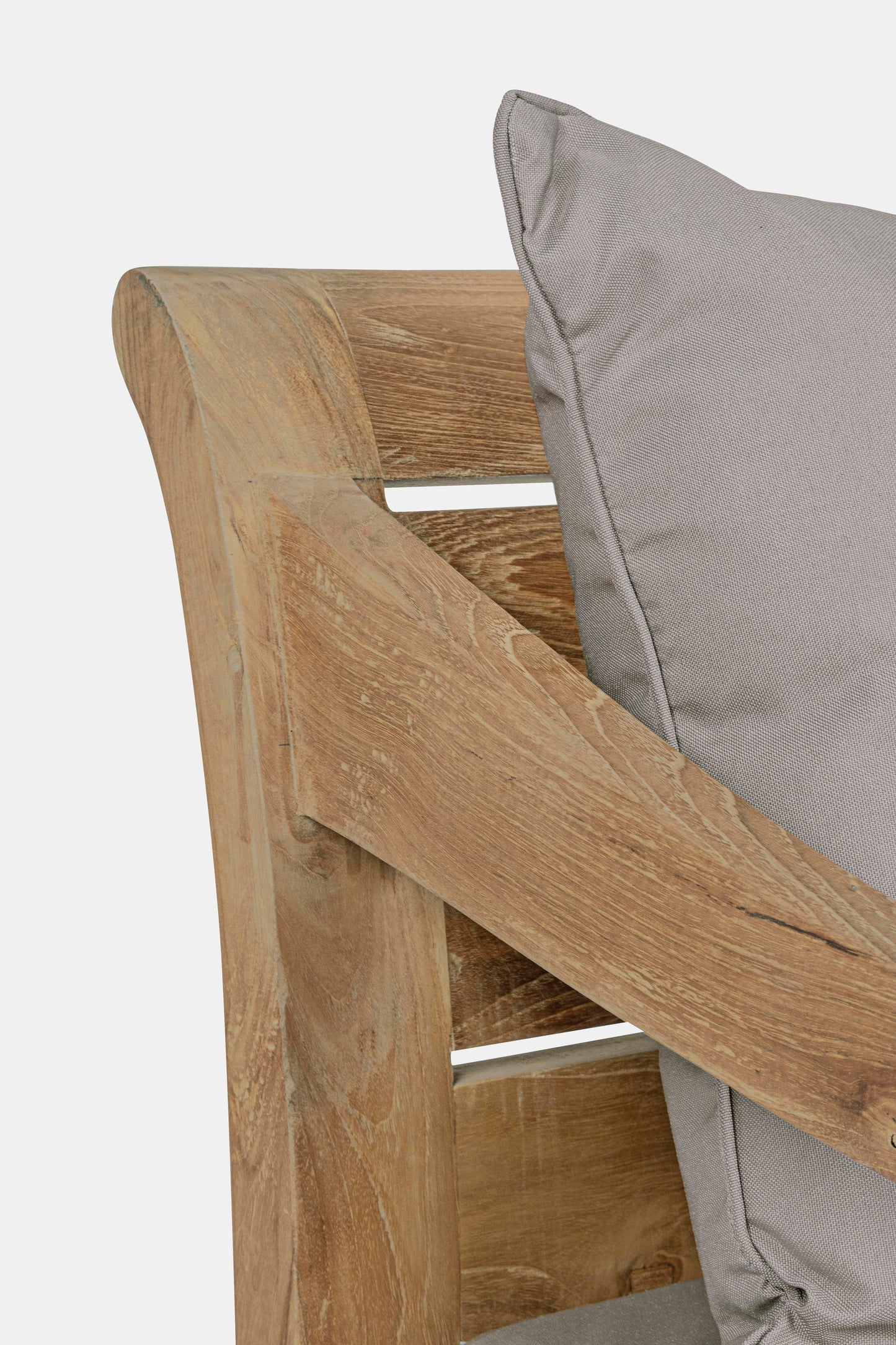 Poltrona etnica in legno teak naturale finitura rustica con cuscini - SPEDIZIONE GRATUITA -lapagoda.net