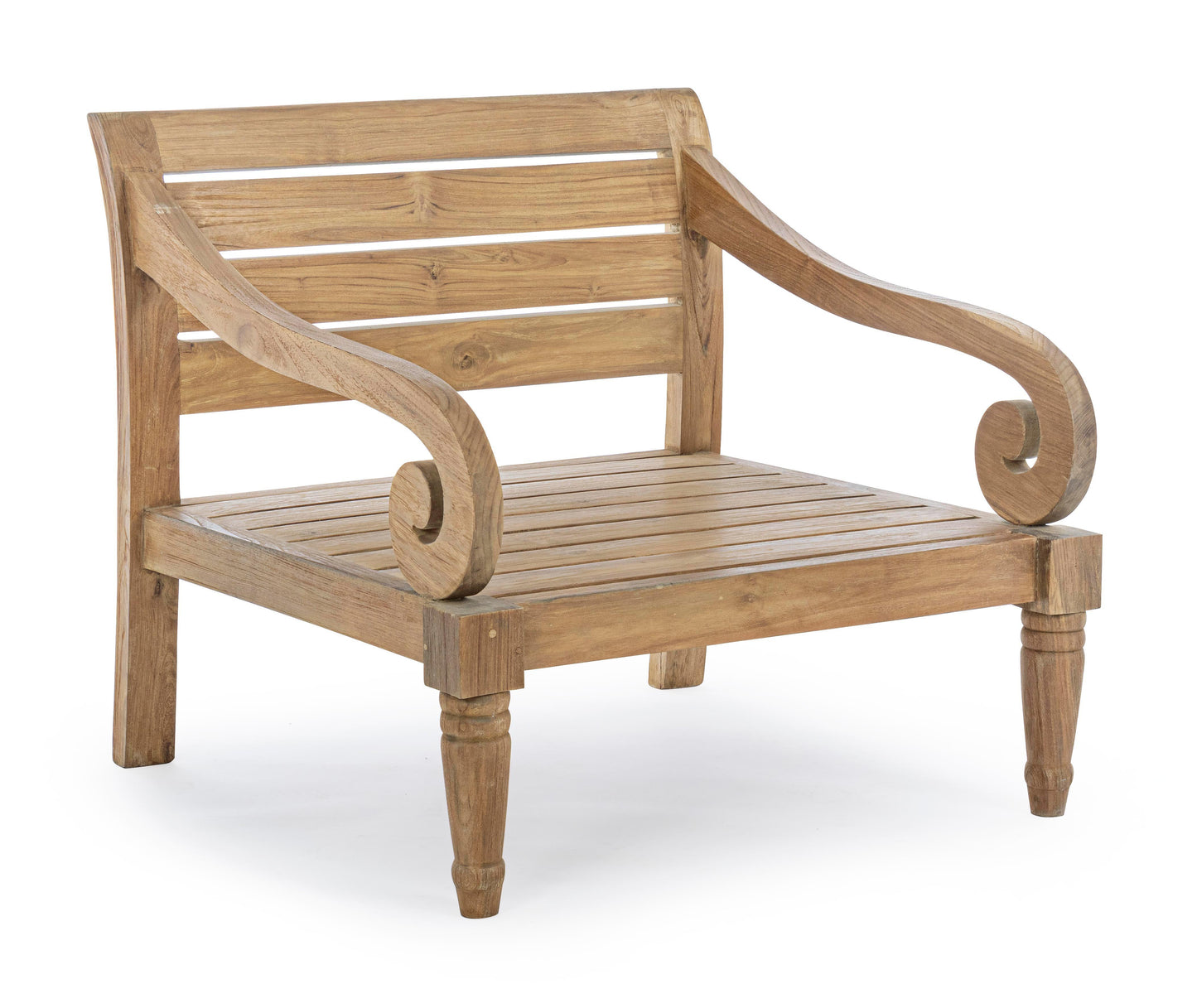 Poltrona etnica in legno teak naturale finitura rustica con cuscini - SPEDIZIONE GRATUITA -lapagoda.net