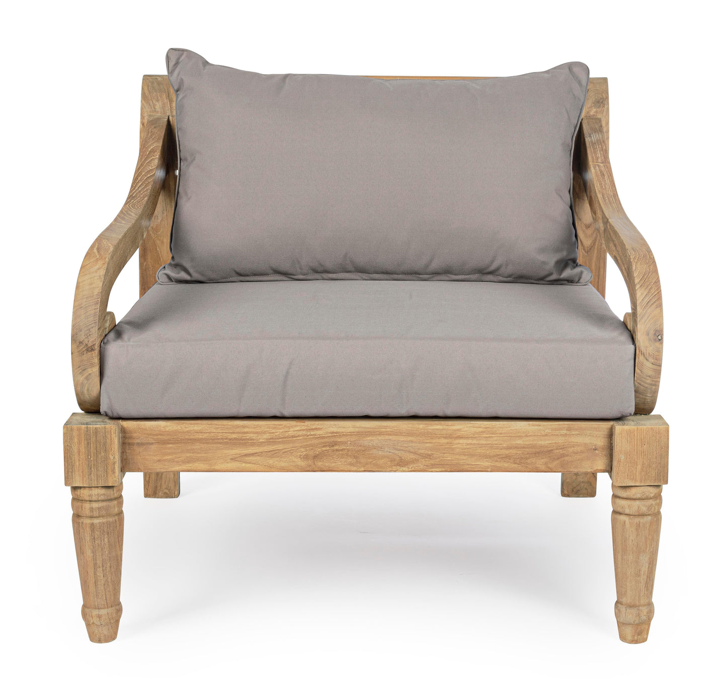 Poltrona etnica in legno teak naturale finitura rustica con cuscini sfoderabili - SPEDIZIONE GRATUITA -lapagoda.net
