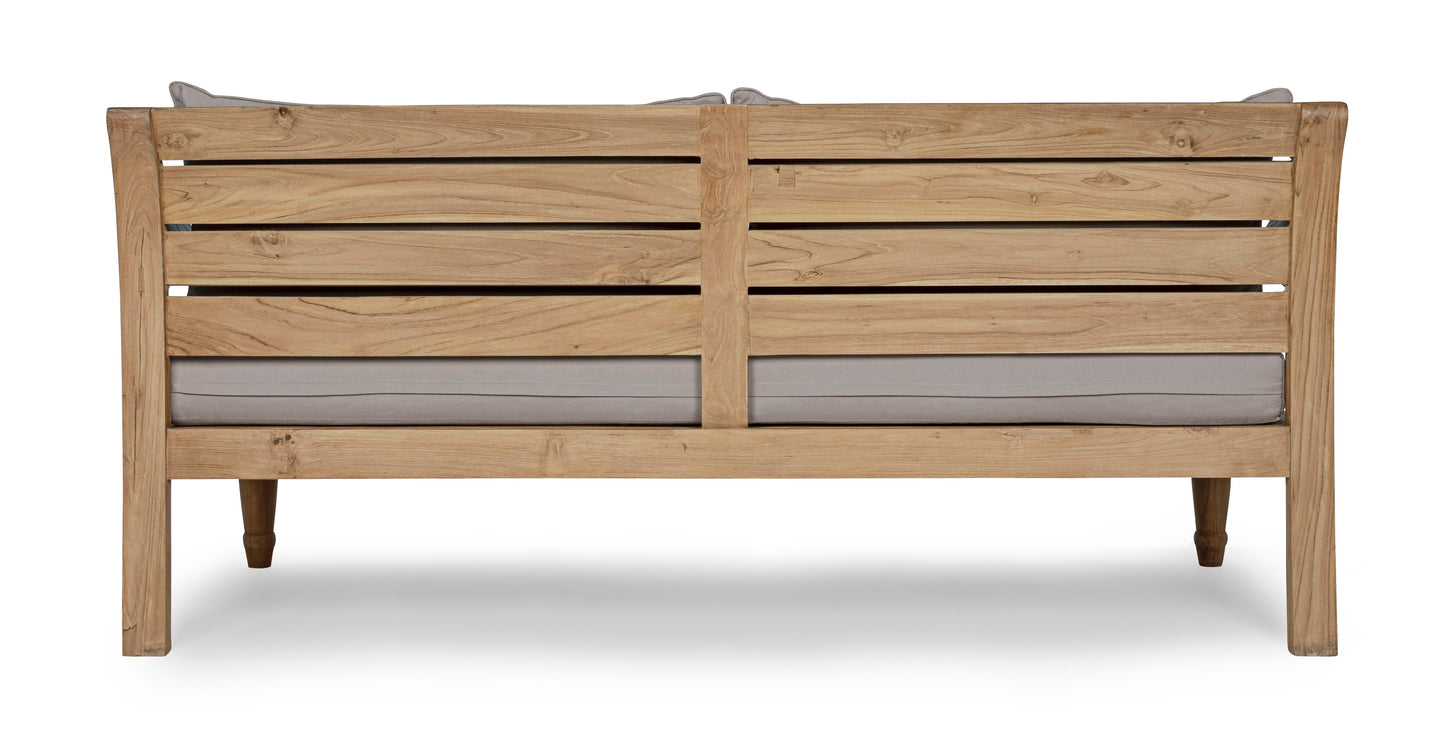 Divano etnico 2-3 posti in legno teak naturale finitura rustica con cuscini sfoderabili - SPEDIZIONE GRATUITA - lapagoda.net