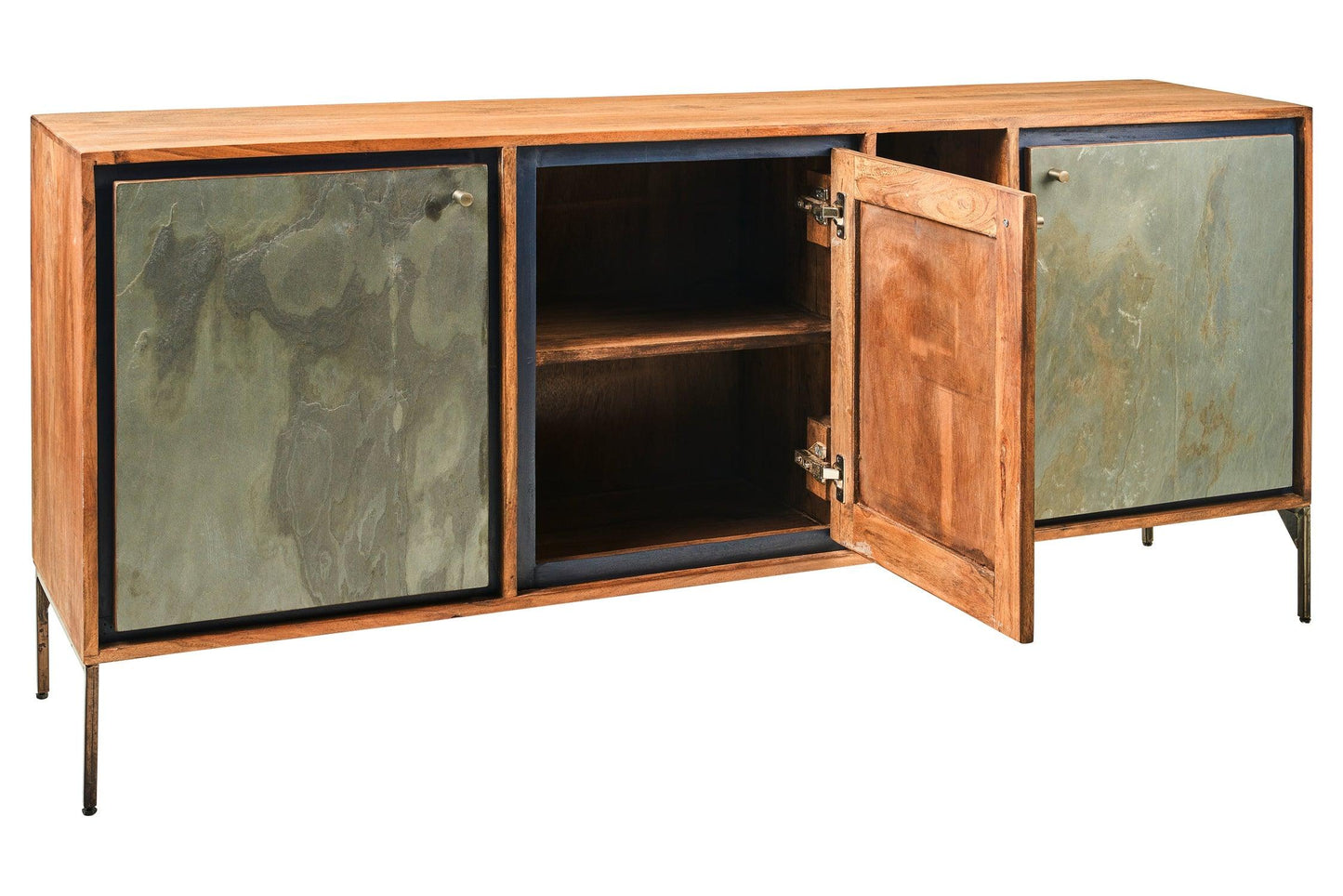Credenza industrial ferro e legno 3 ante Ardesia - lapagoda.net