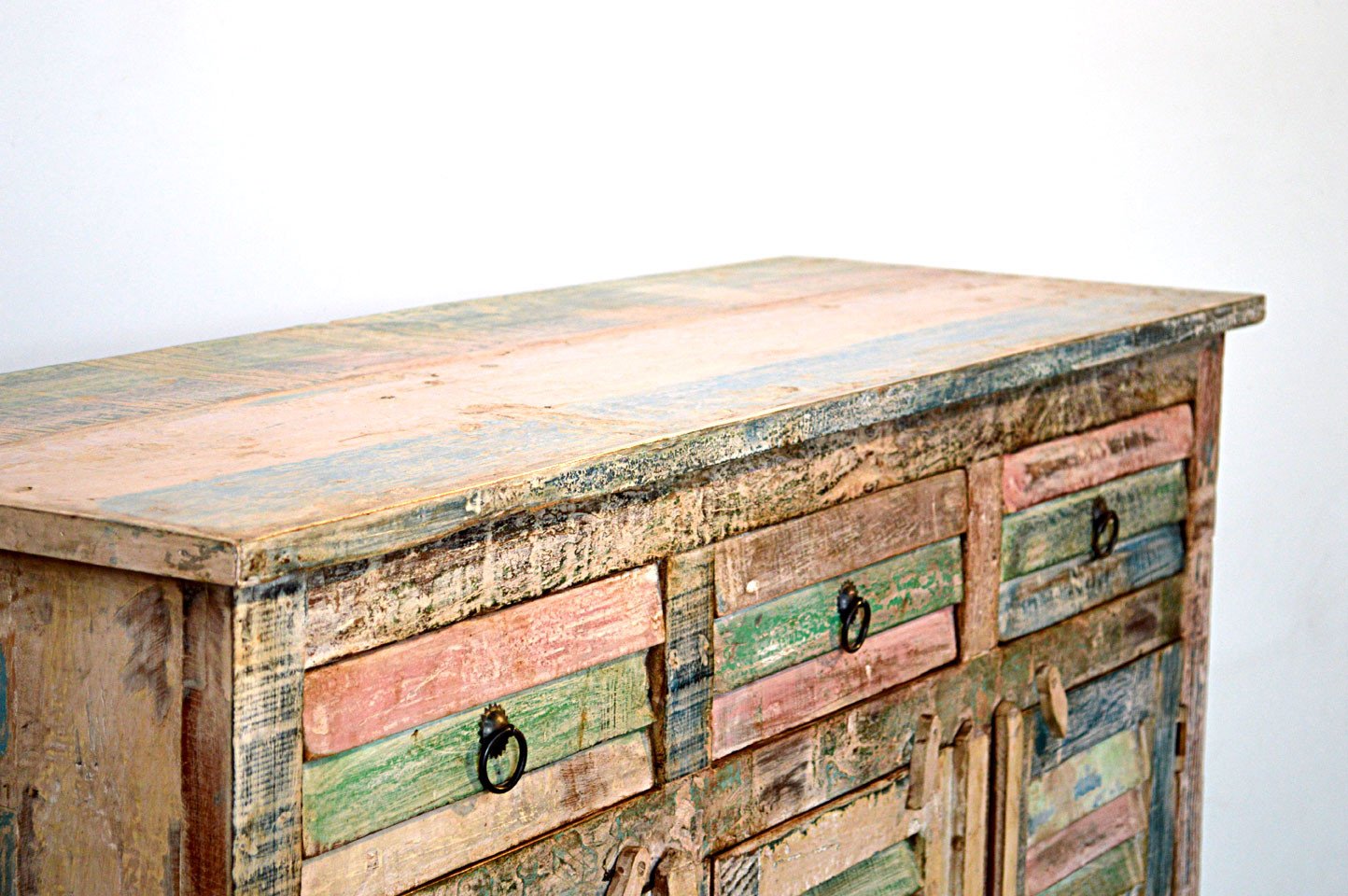 Credenza Vintage in Legno Riciclato - 3 ante 3 cassetti -BH246- - lapagoda.net