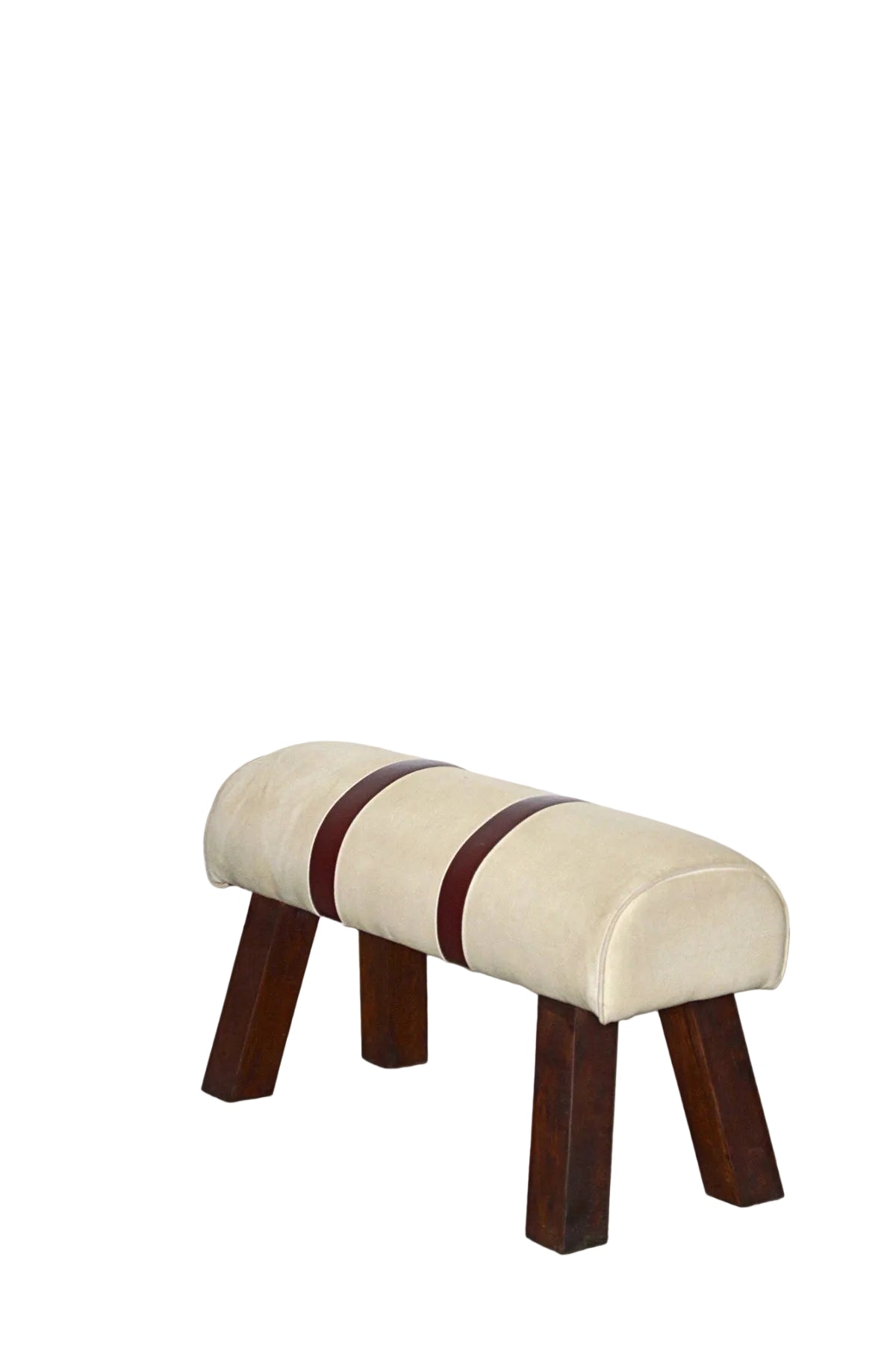 Cavallina Sgabello Cotone e Pelle Gambe in Legno Massello - BH287