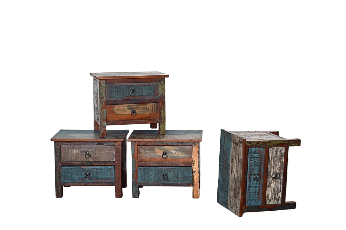 comodino vintage retro legno massello riciclato mobili indiani online