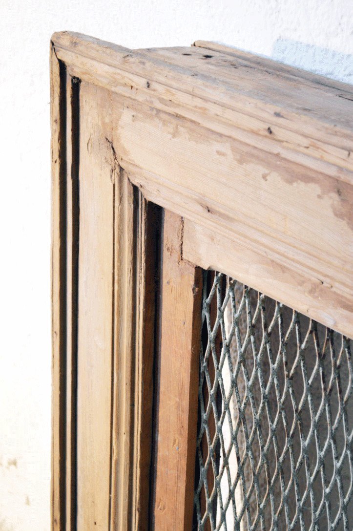 Vecchia Finestra etnica indiana con griglia in ferro e cornice in legno massello di teak - NJ34 - lapagoda.net