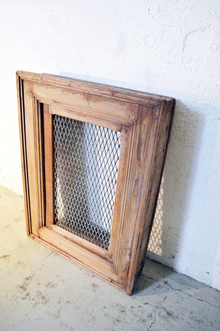 Vecchia Finestra etnica indiana con griglia in ferro e cornice in legno massello di teak - NJ34 - lapagoda.net