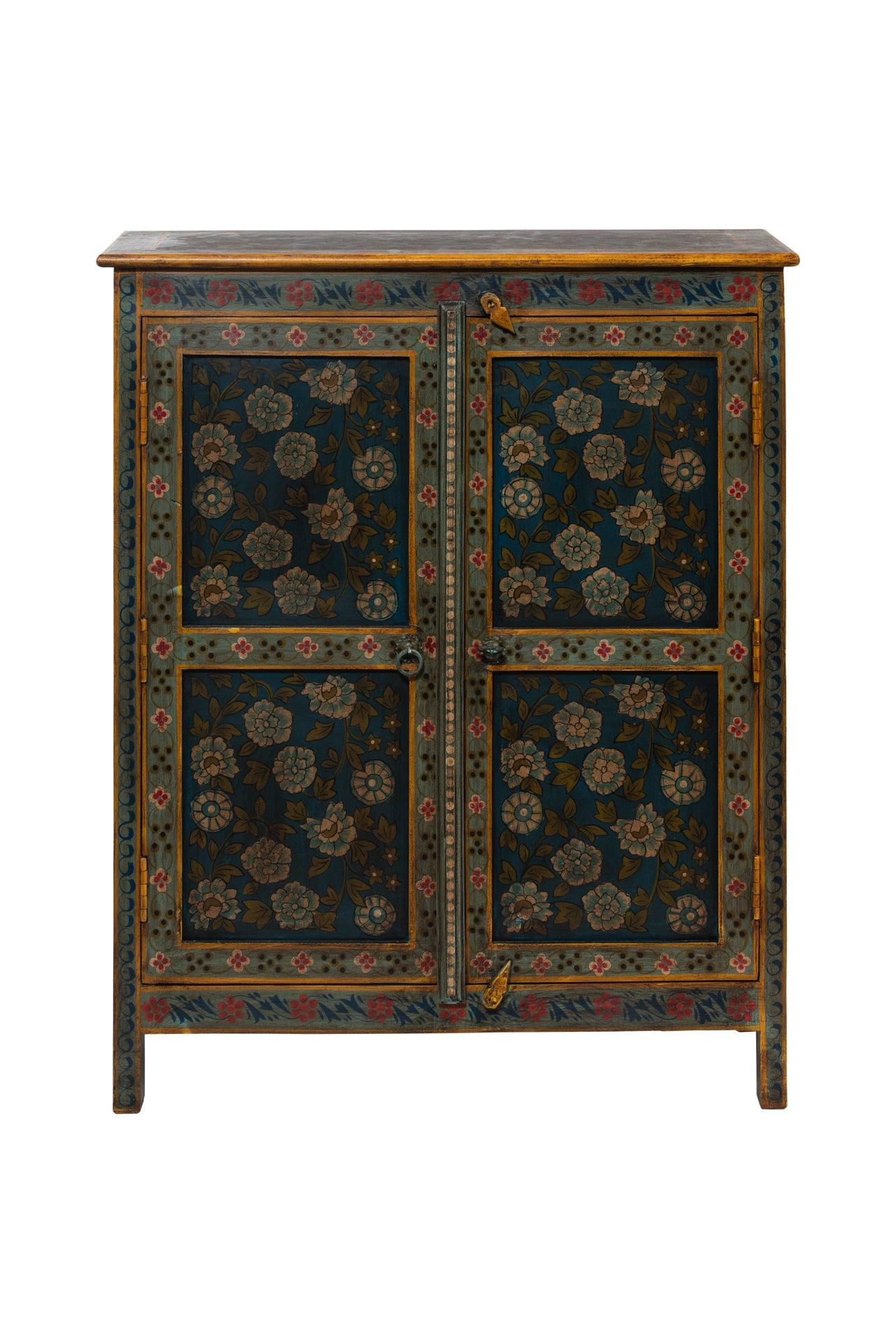 Credenza Indiana in legno massello dipinto 2a - lapagoda.net