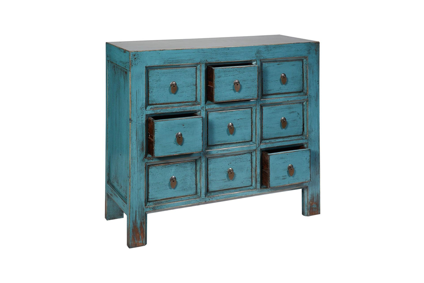 Credenza cassettiera cinese in Olmo lacca Azzurra 9c - lapagoda.net