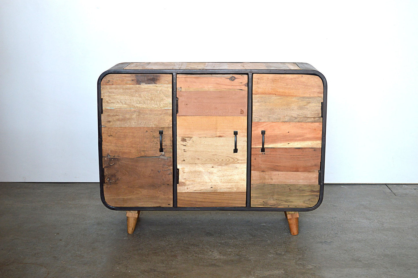 Credenza Vintage Industrial in Legno Riciclato e Ferro Battuto - 3 ante - SCONTO -S.14N- - lapagoda.net