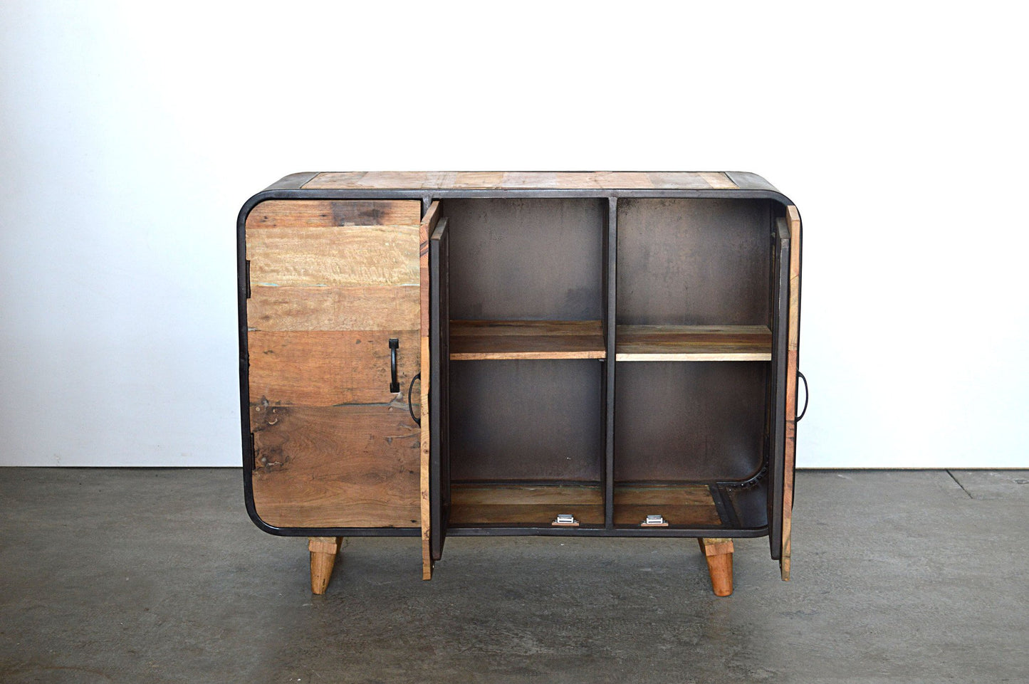 Credenza Vintage Industrial in Legno Riciclato e Ferro Battuto - 3 ante - SCONTO -S.14N- - lapagoda.net