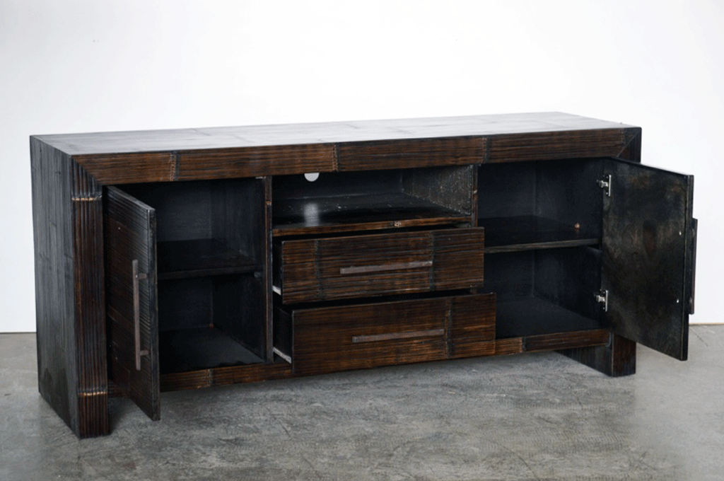Credenza porta tv Crash Bamboo scuro 2 ante 2 cassetti SCONTO 50% -Crash bamboo dark 2a2c- - lapagoda.net