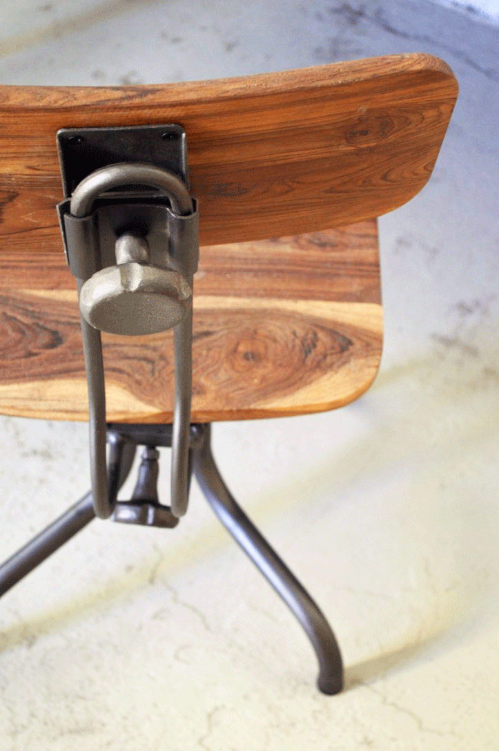 sedia poltrona girevole da ufficio stile retro vintage industrial online stile industriale ferro e teak massello