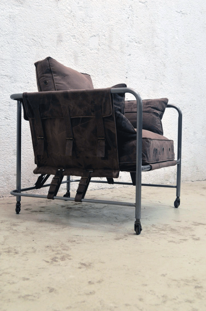 poltrona stile vintage retro industrial online soggiorno salotto vintage cuscineria sfoderabile in jeans di cotone