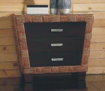 Cassettone etnico 3 cassetti struttura legno massello rivestita in cordone di abaca naturale -YLD3- - lapagoda.net