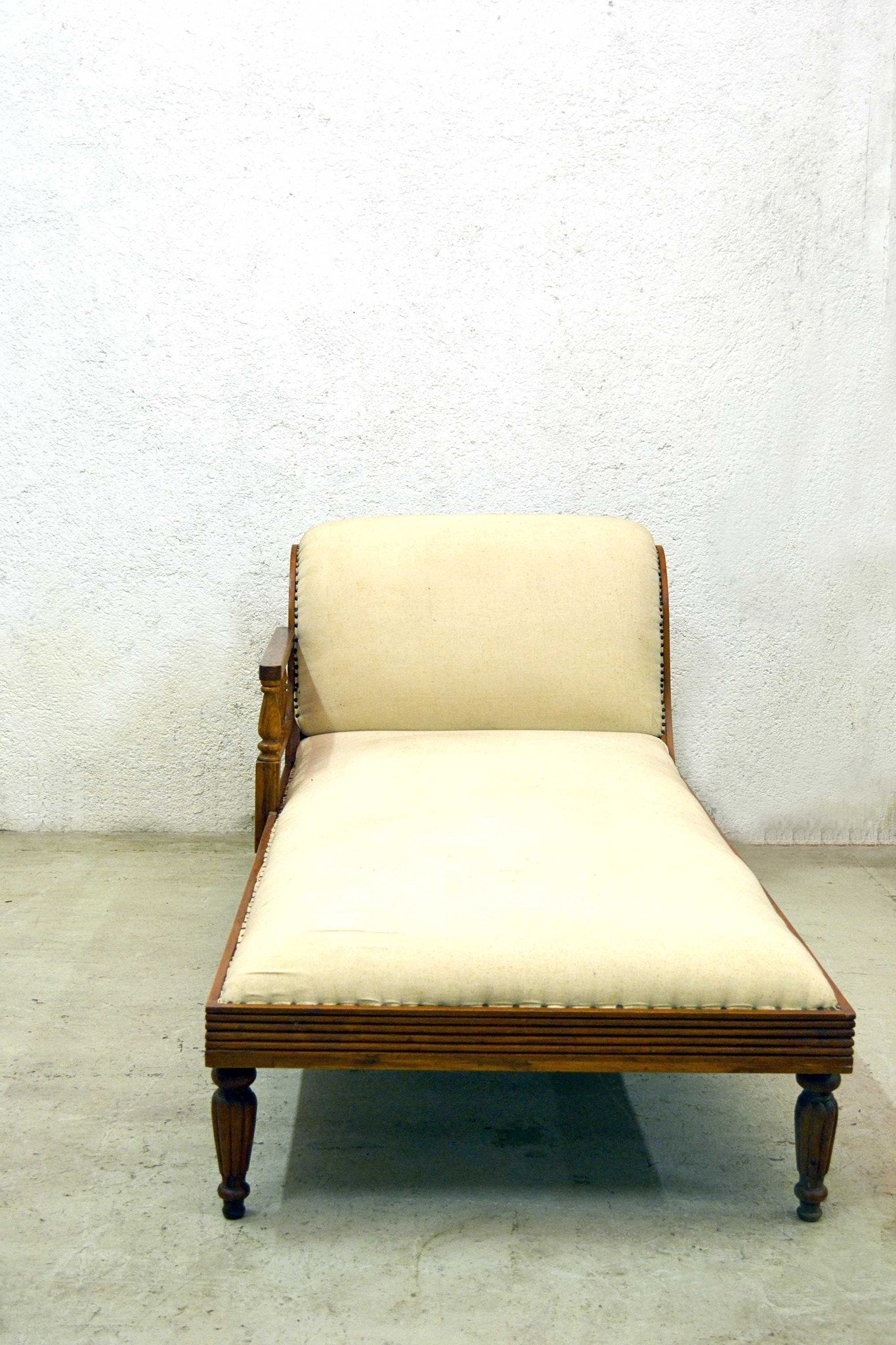 Chaise Longue in Teak con Imbottitura Epoca Coloniale - LR49282A