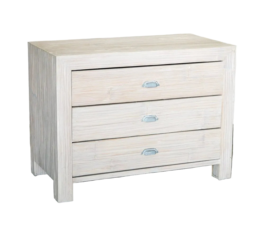 Cassettiera Crash Bamboo shabby 3 cassetti sconto 20% bianco