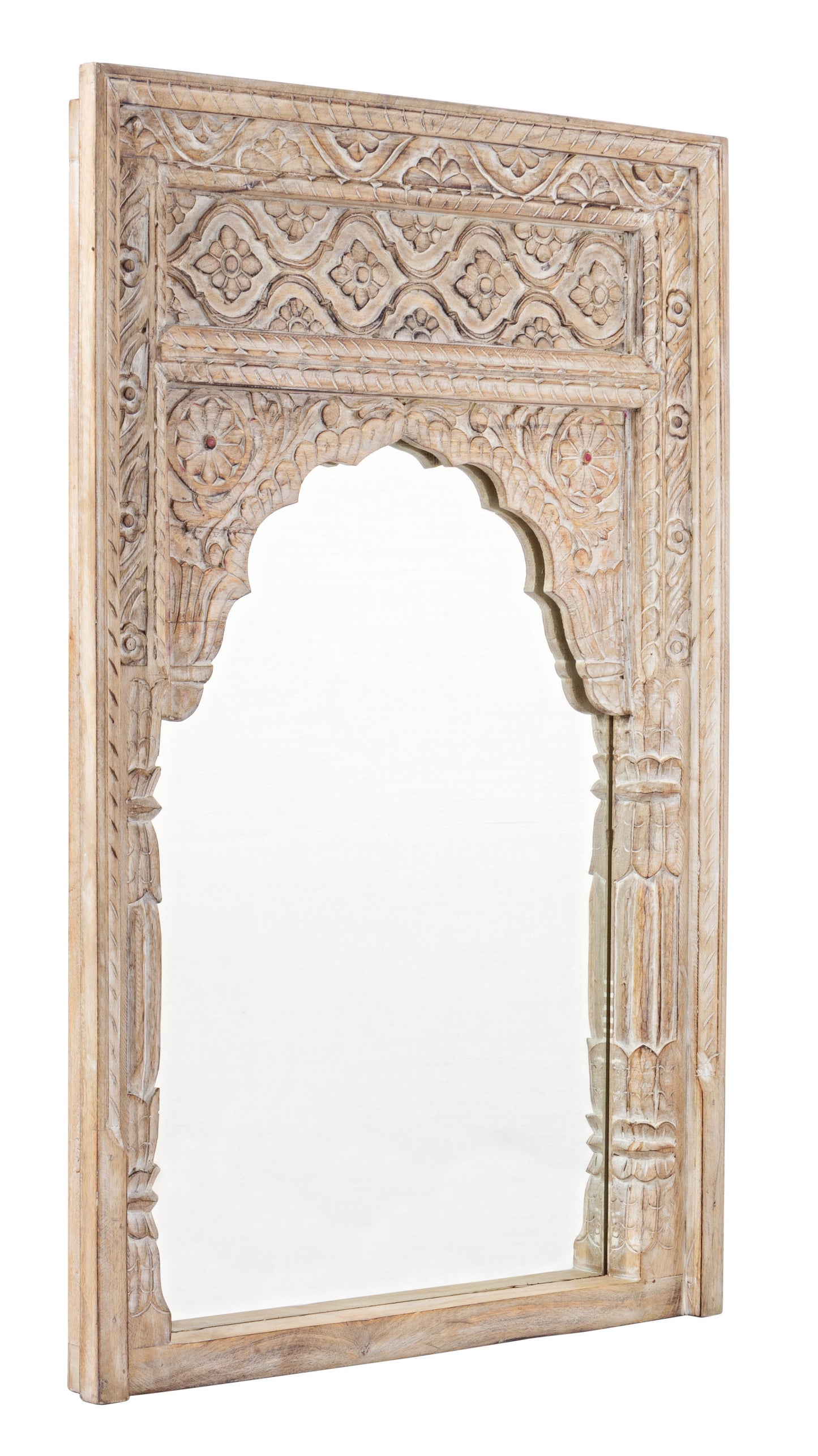 Specchio etnico finestra indiana in legno massiccio decorato