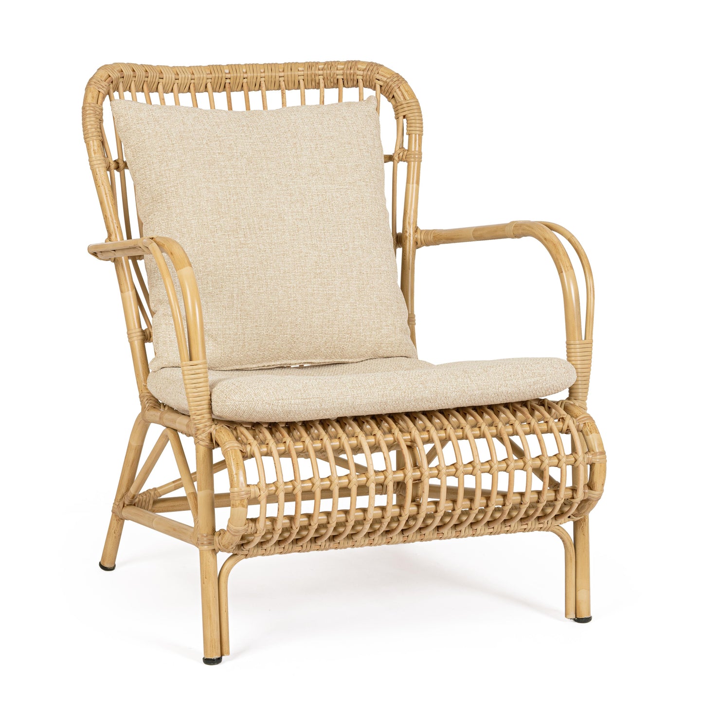 Poltrona da esterno in alluminio effetto Rattan con cuscini