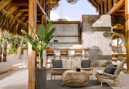 Divano da esterno in alluminio effetto Rattan con cuscini