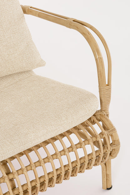 Divano da esterno in alluminio effetto Rattan con cuscini