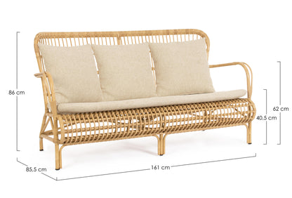 Divano da esterno in alluminio effetto Rattan con cuscini