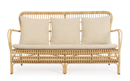 Divano da esterno in alluminio effetto Rattan con cuscini