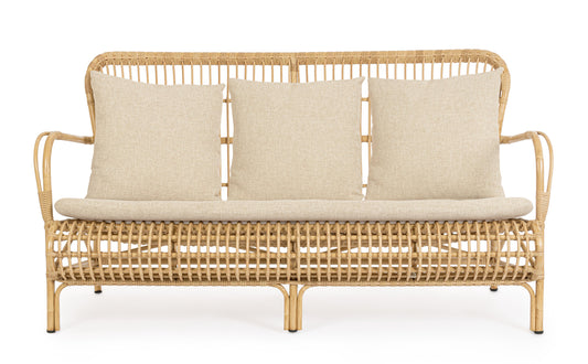 Divano da esterno in alluminio effetto Rattan con cuscini