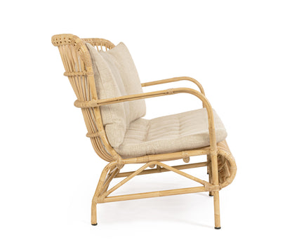 Divano da esterno in alluminio effetto Rattan con cuscini