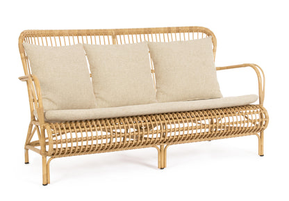 Divano da esterno in alluminio effetto Rattan con cuscini