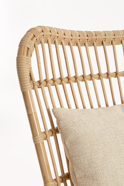 Poltrona lounge da esterno in alluminio effetto rattan con poggiapiedi