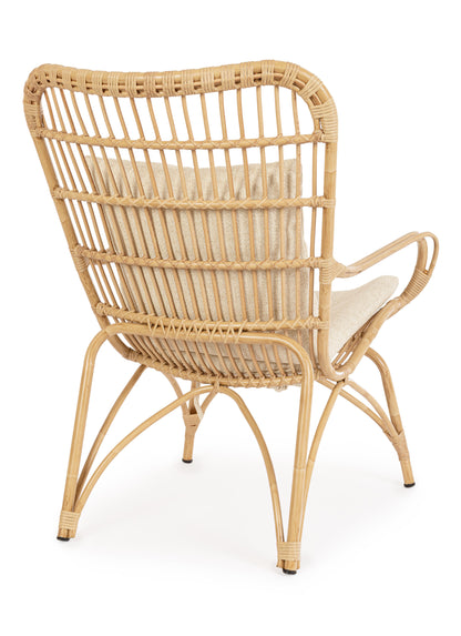 Poltrona lounge da esterno in alluminio effetto rattan con poggiapiedi