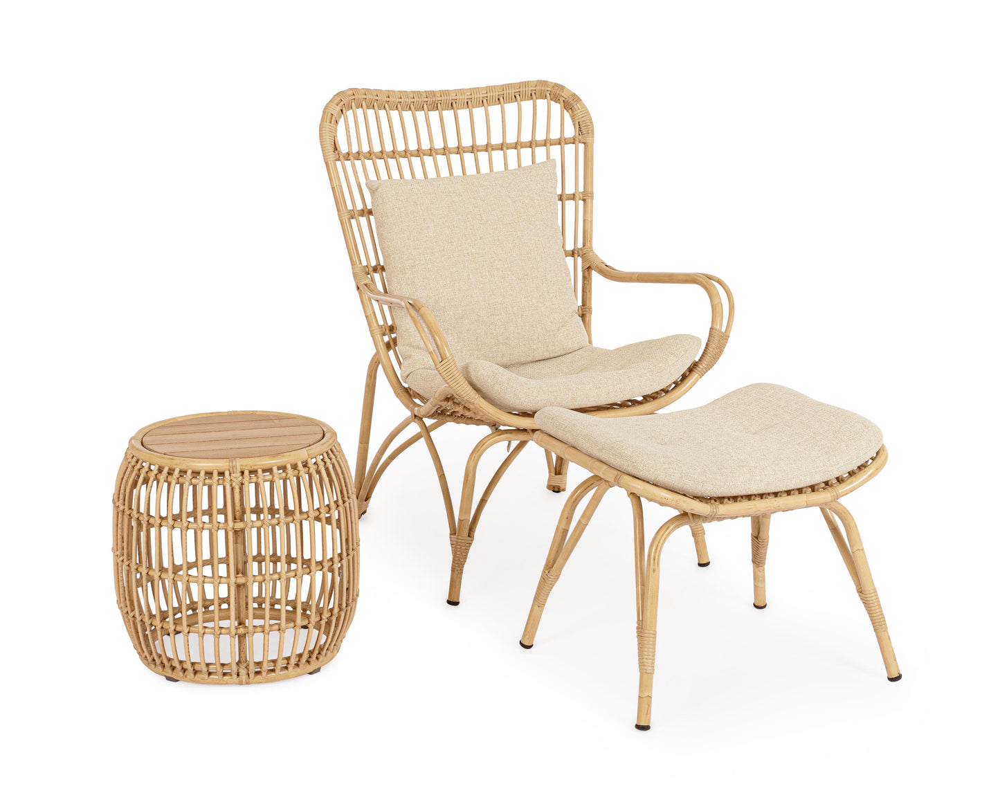 Tavolino da esterno in alluminio effetto Rattan