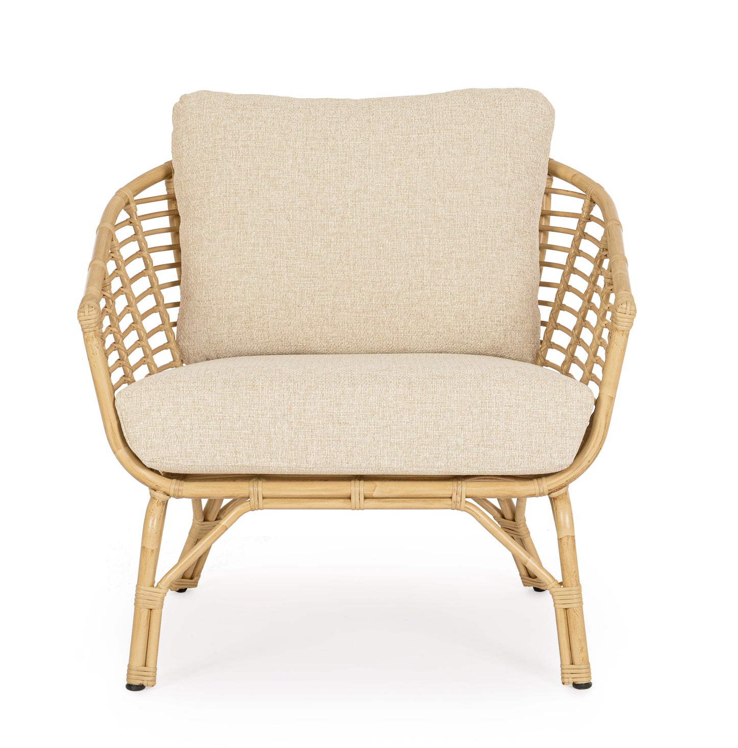 Poltrona con cuscini in alluminio effetto rattan da esterno