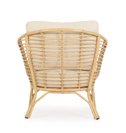 Poltrona con cuscini in alluminio effetto rattan da esterno