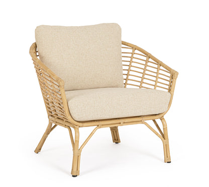 Poltrona con cuscini in alluminio effetto rattan da esterno